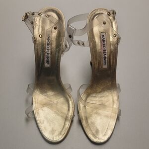 Manolo Blahnik Gold and Clear Heels